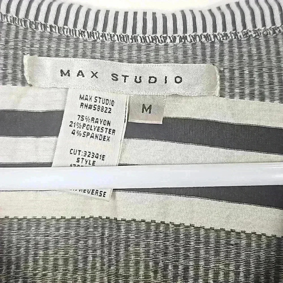 Max Studio Striped Long Sleeve V Neck Shirt - Picture 3 of 7